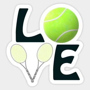 Tennis Love with Ball and Rackets for Players and Fans (Black Letters) Sticker